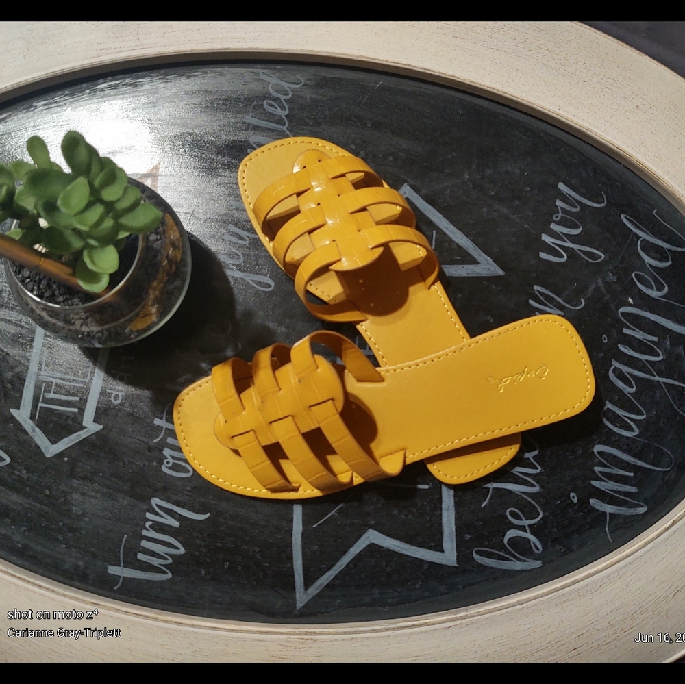 Qupid Yellow Slip on Sandals